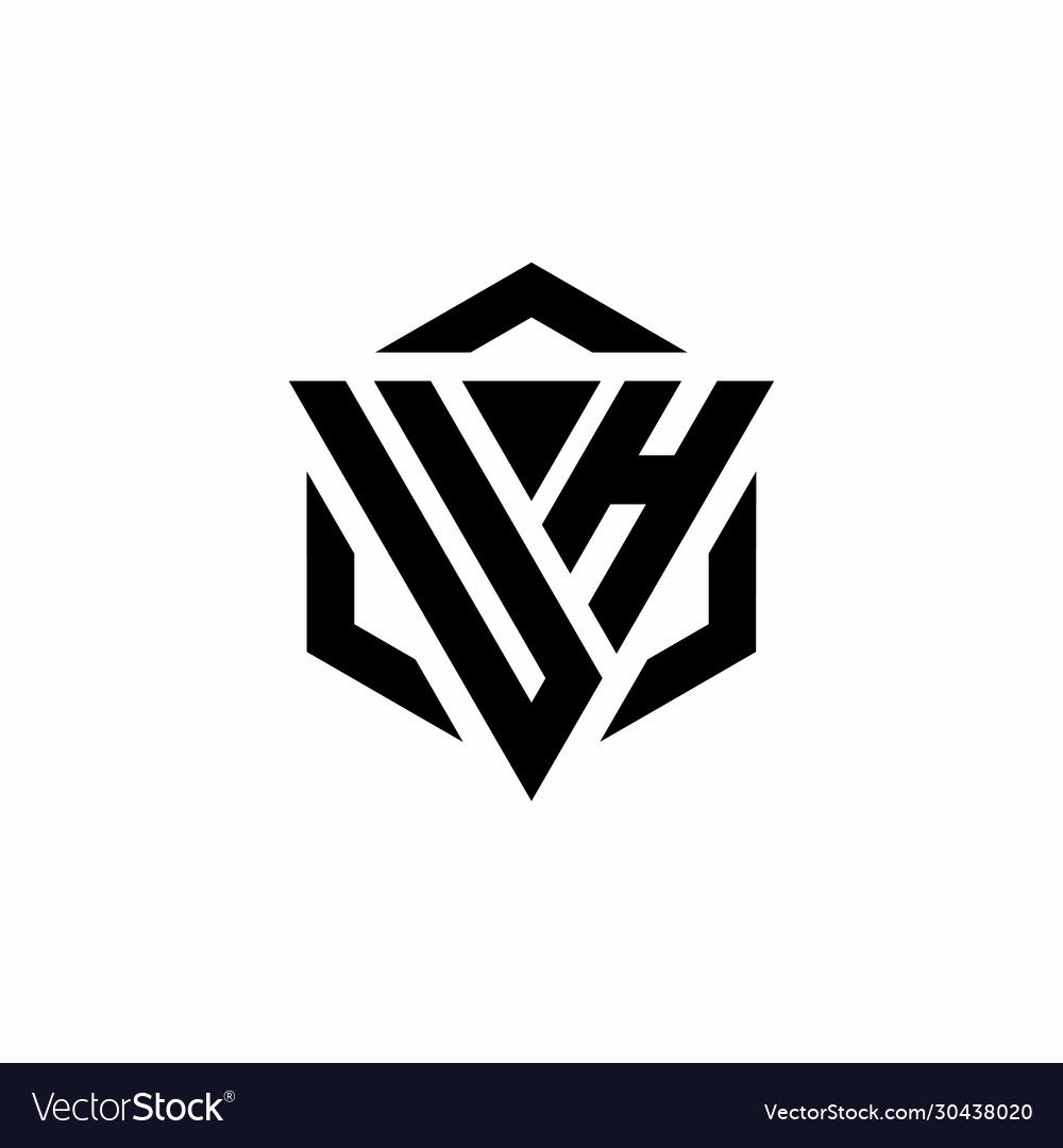 Uh logo monogram with triangle and hexagon modern