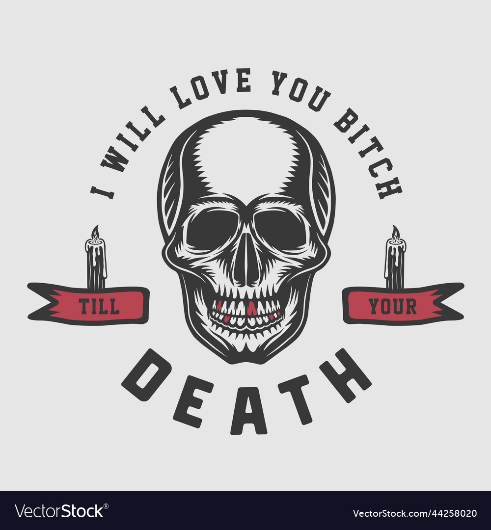 Vintage retro valentine funny poster with skull