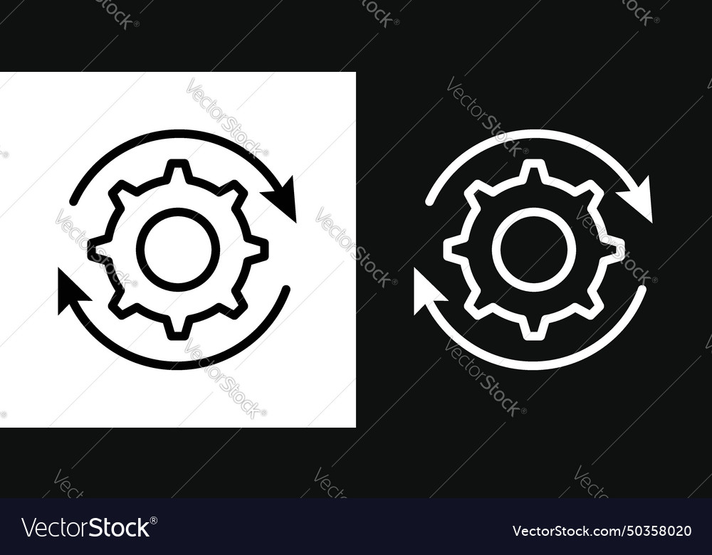 Workflow process icon set operations gear