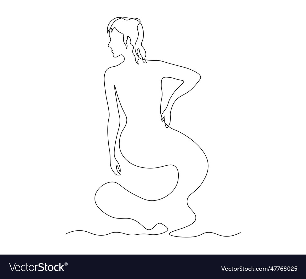 Abstract mermaid continuous one line drawing Vector Image