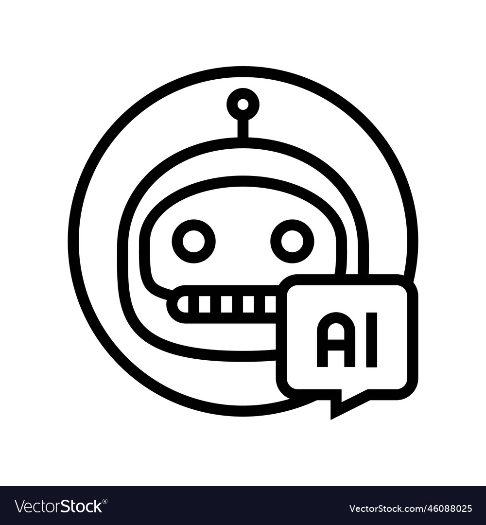 Ai chat bot line icon Vector Image Ai chat bot line icon
