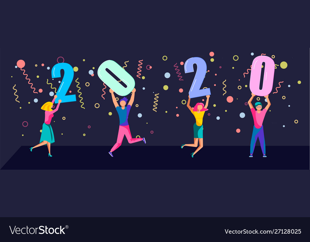 Banner with people hold 2020