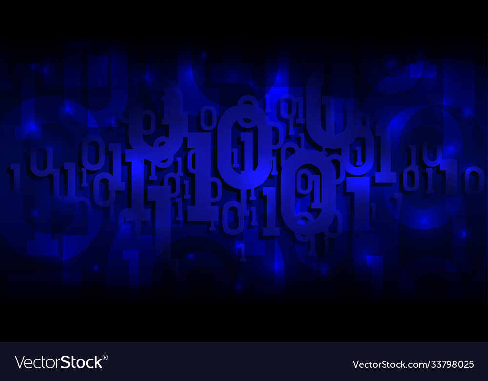 Binary matrix code on a dark blue background Vector Image Binary matrix code on a dark blue background