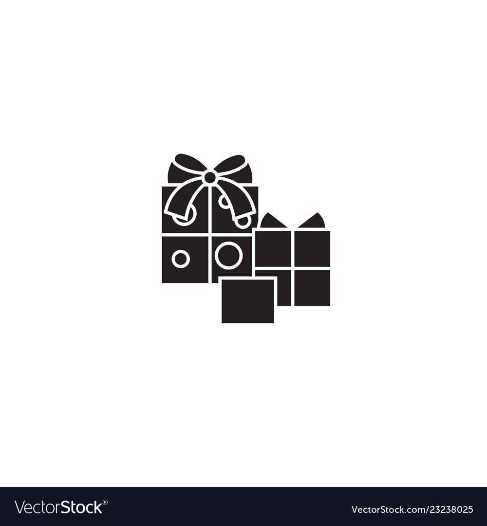 Birthday gifts black concept icon