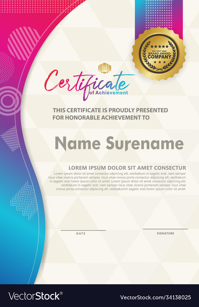 Certificate template with texture modern pattern vector image Certificate template with texture modern pattern