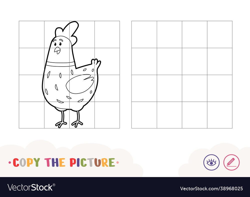 Copy picture squares with a cartoon chick