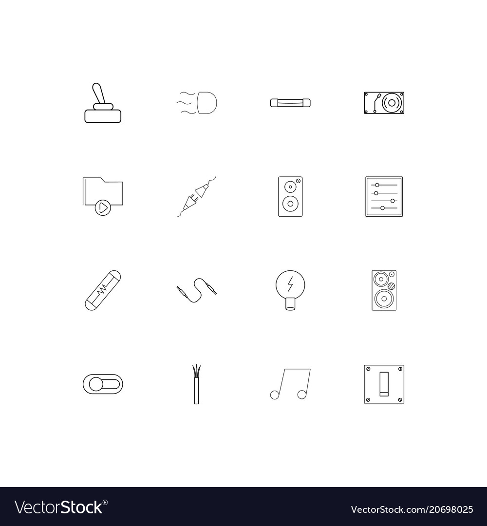 Electrical simple linear icons set outlined