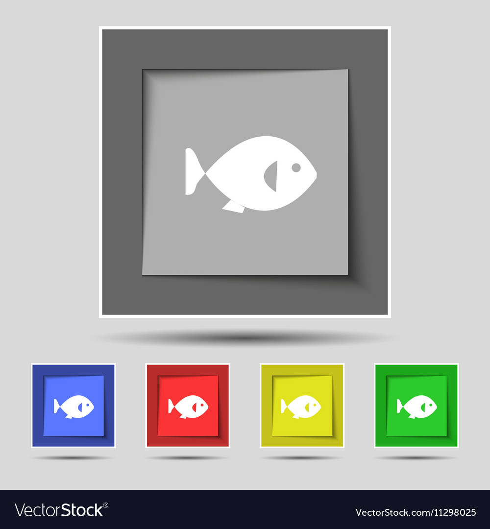 Fish icon sign on original five colored buttons