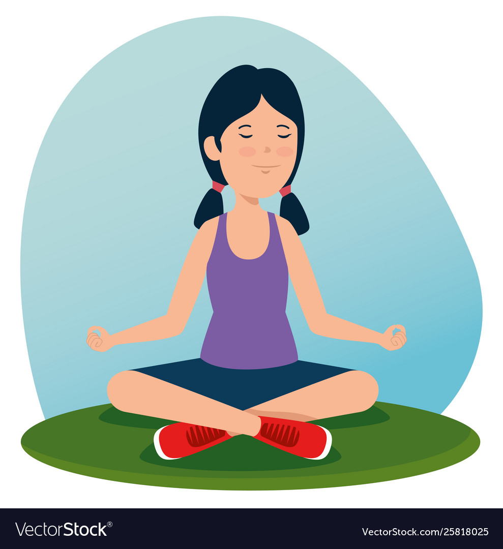 Girl training yoga healthy exercise Royalty Free Vector