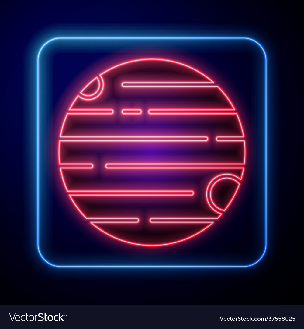 Glowing neon planet icon isolated on blue vector image Glowing neon planet icon isolated on blue