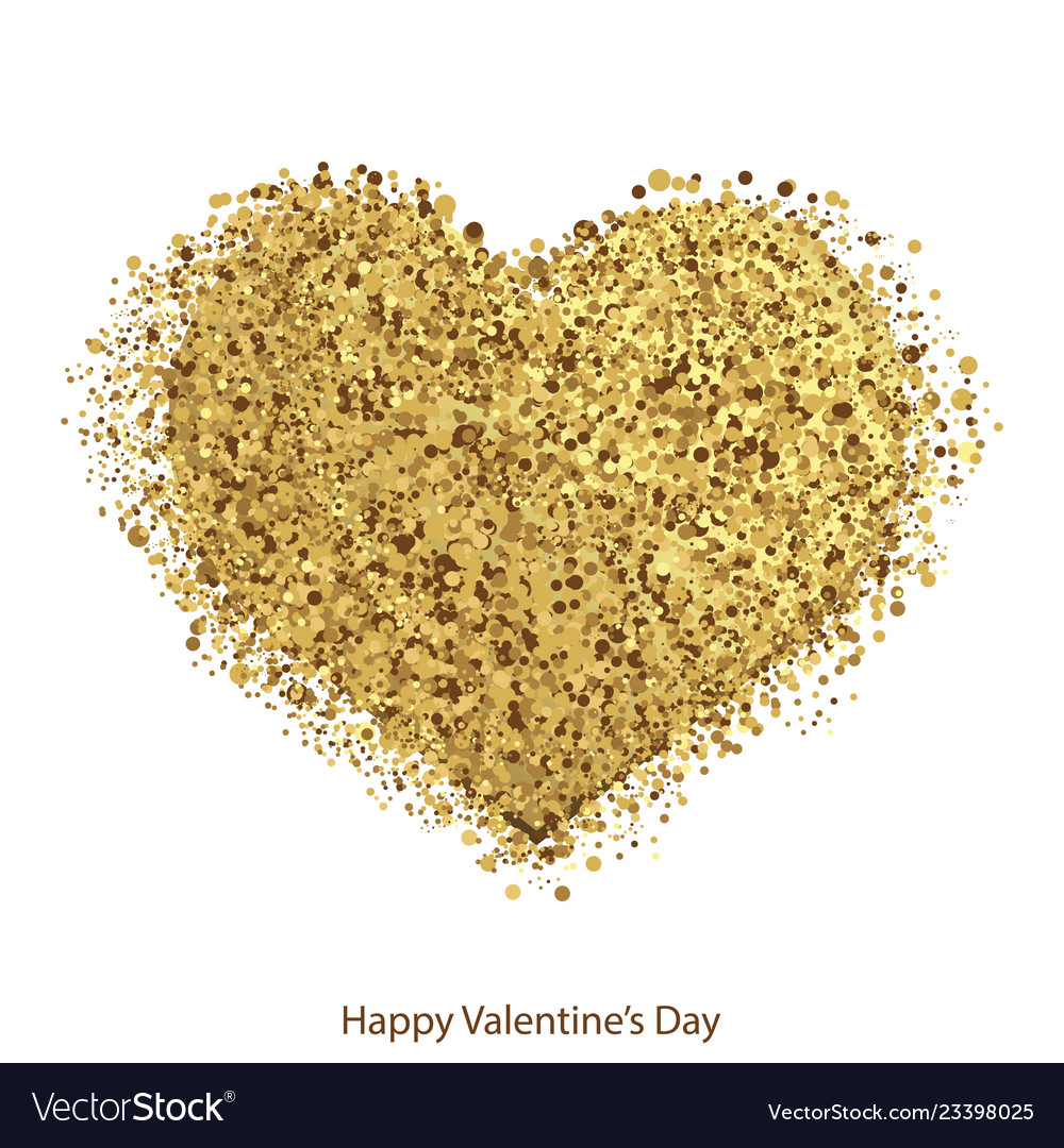 Golden hearts with sparkles for valentines day