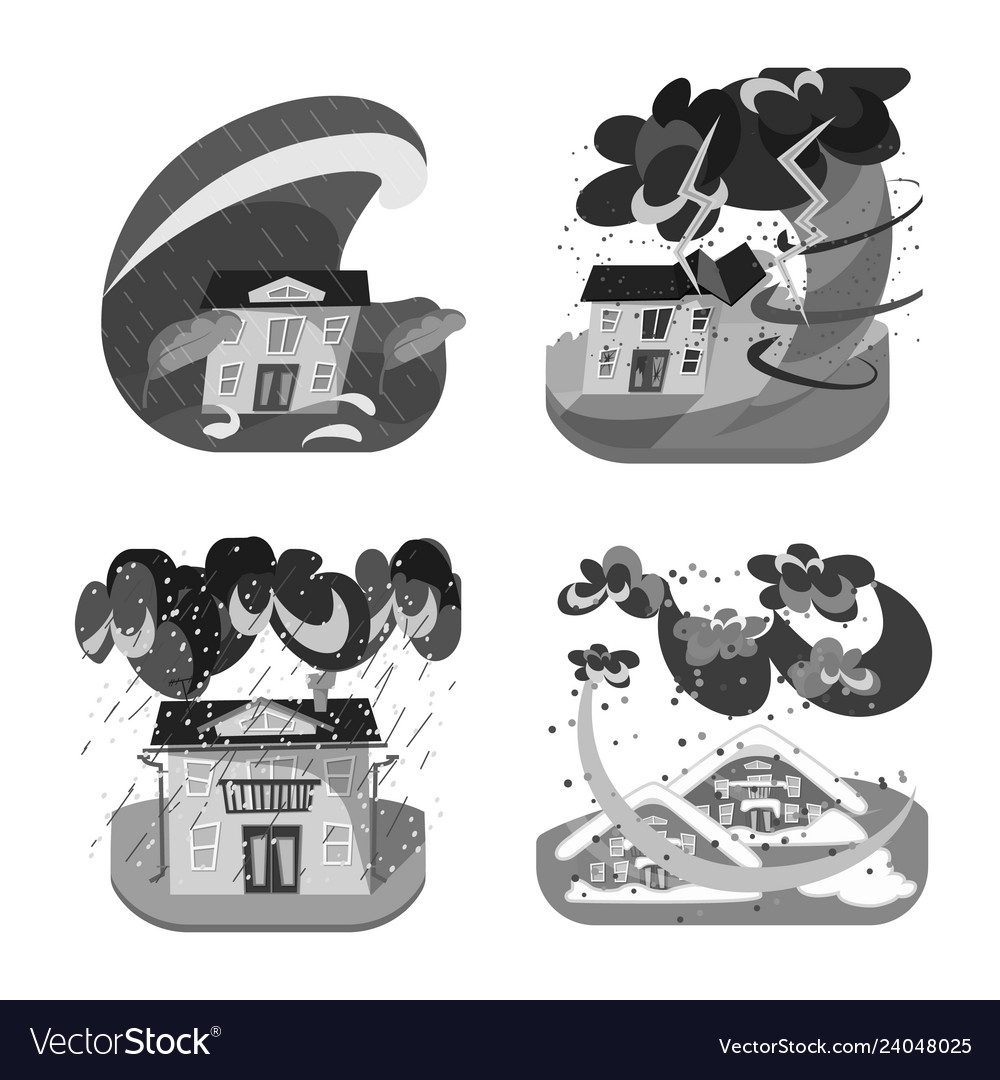 Isolated object of nature and apocalypse logo set Vector Image Isolated object of nature and apocalypse logo set