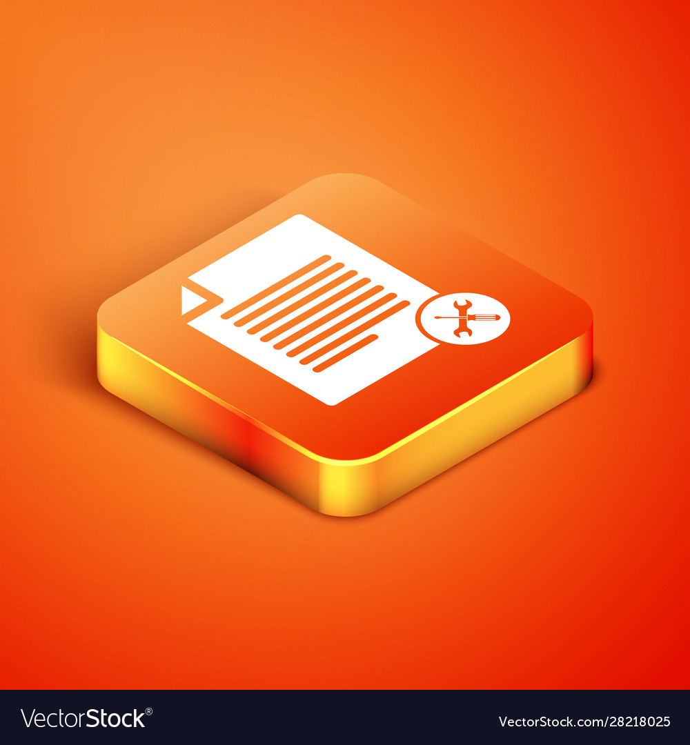 Isometric file document with screwdriver vector image Isometric file document with screwdriver