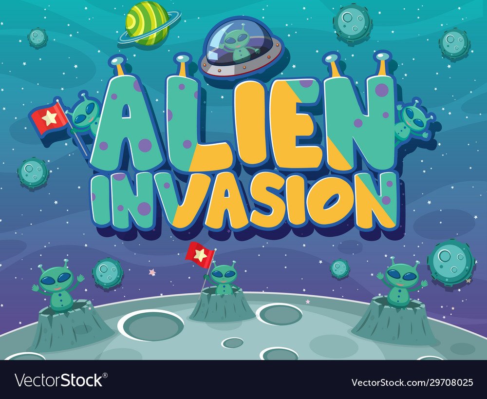 Poster design with alien invasion theme Royalty Free Vector