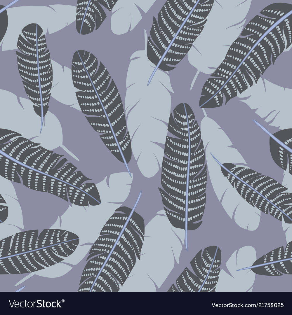 Seamless pattern of dotted feathers set vector image Seamless pattern of dotted feathers set