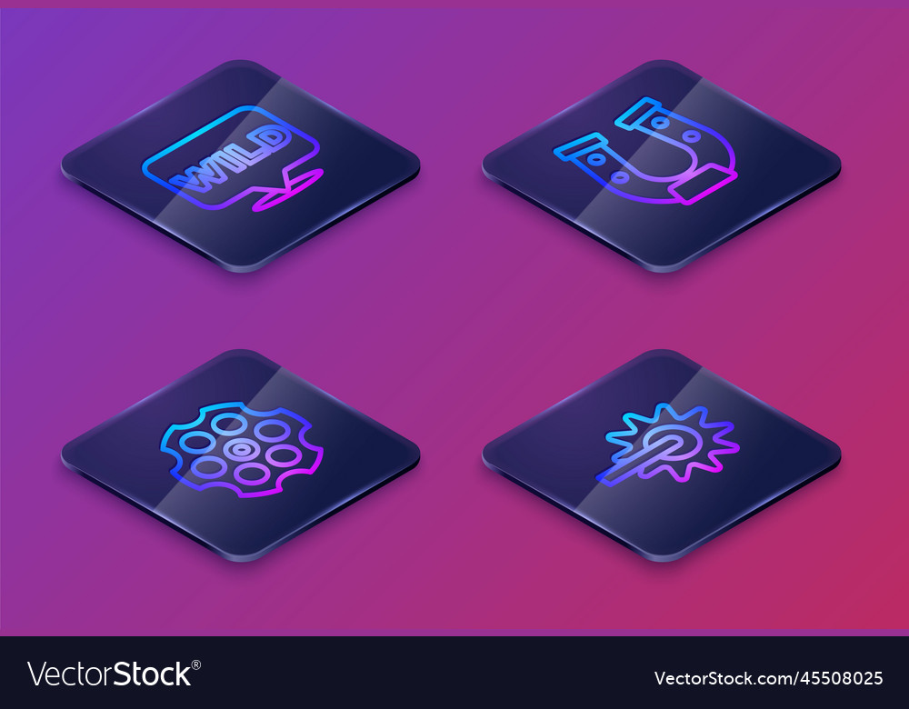 Set isometric line pointer to wild west revolver vector image Set isometric line pointer to wild west revolver