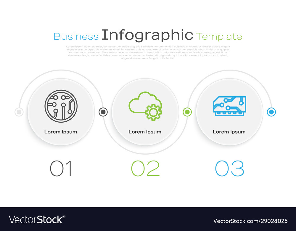 Set line processor cloud technology data transfer vector image Set line processor cloud technology data transfer