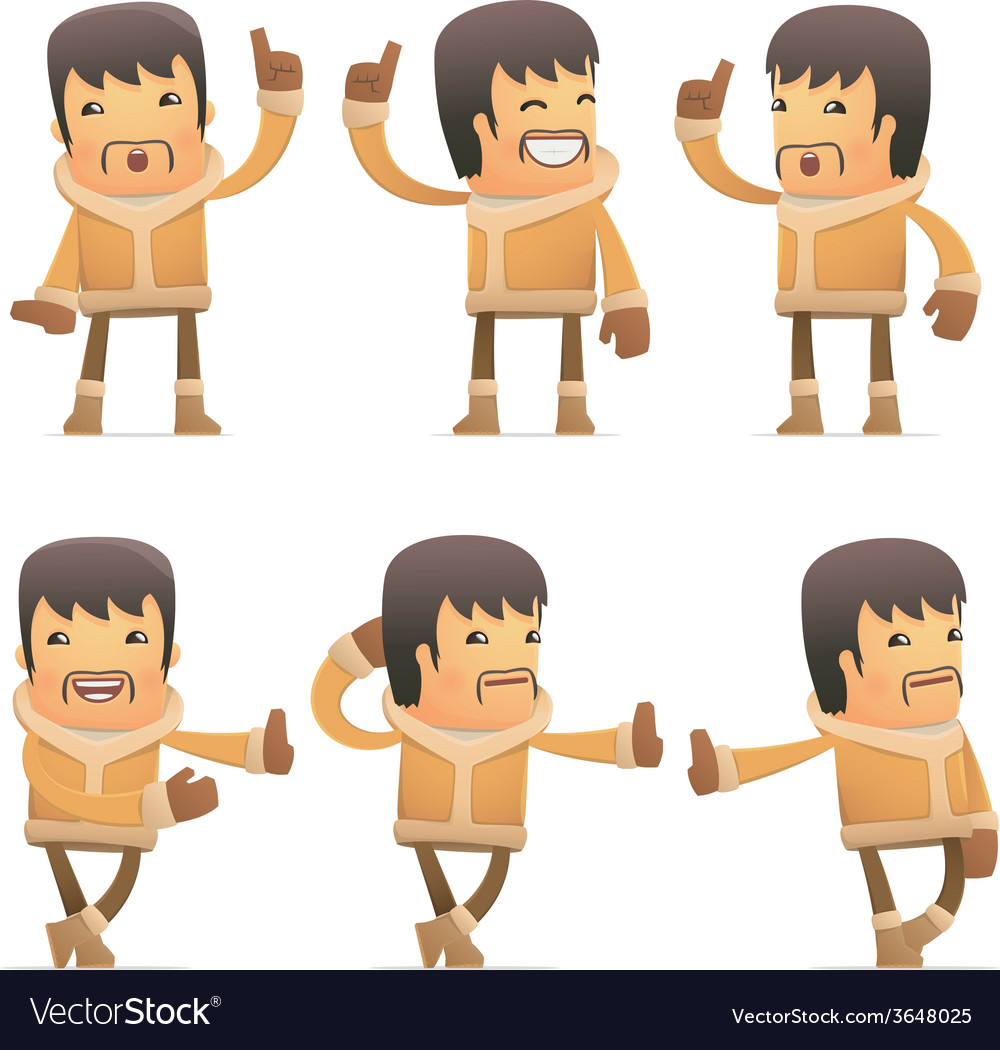 Set of eskimo character in different poses
