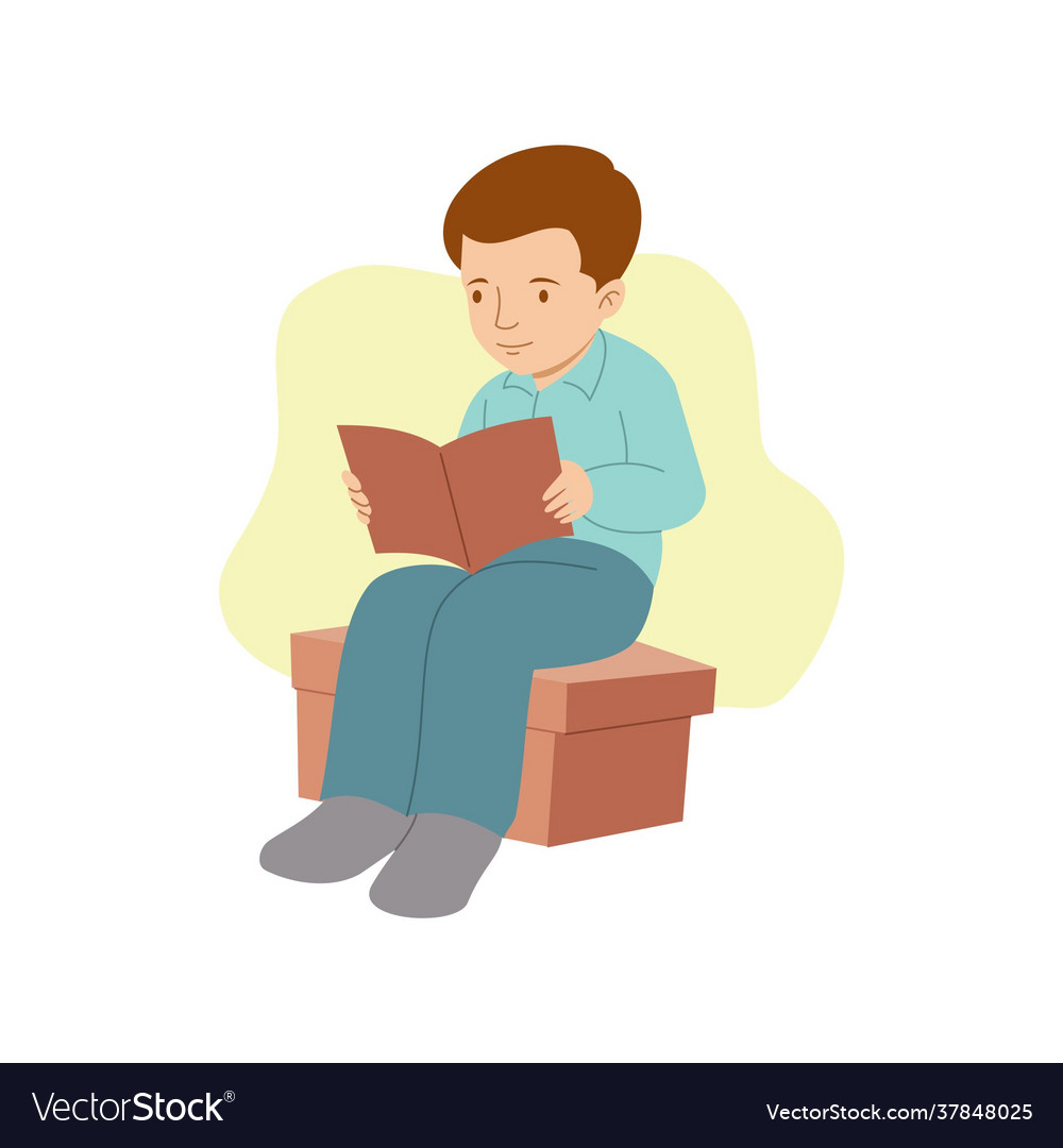 Small kids holding open books and reading Vector Image