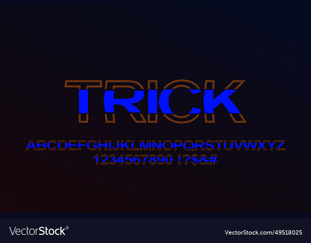 Stylish colored alphabet and numbers typography