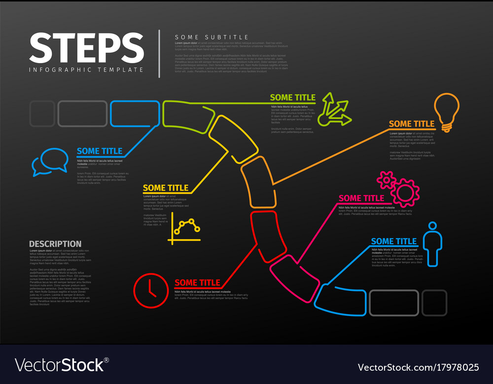 Thin line steps progress timeline template
