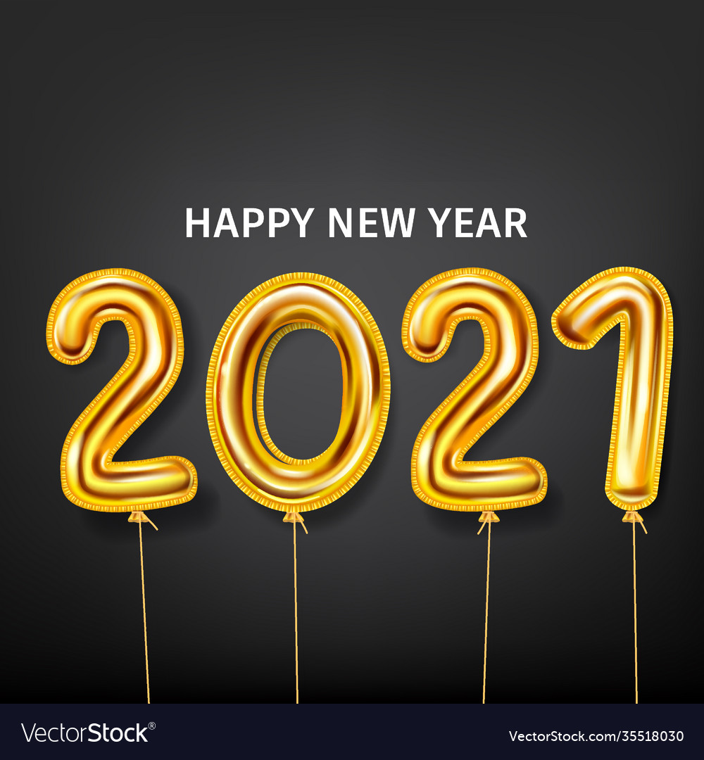 2021 happy new year background gold realistic 3d Vector Image