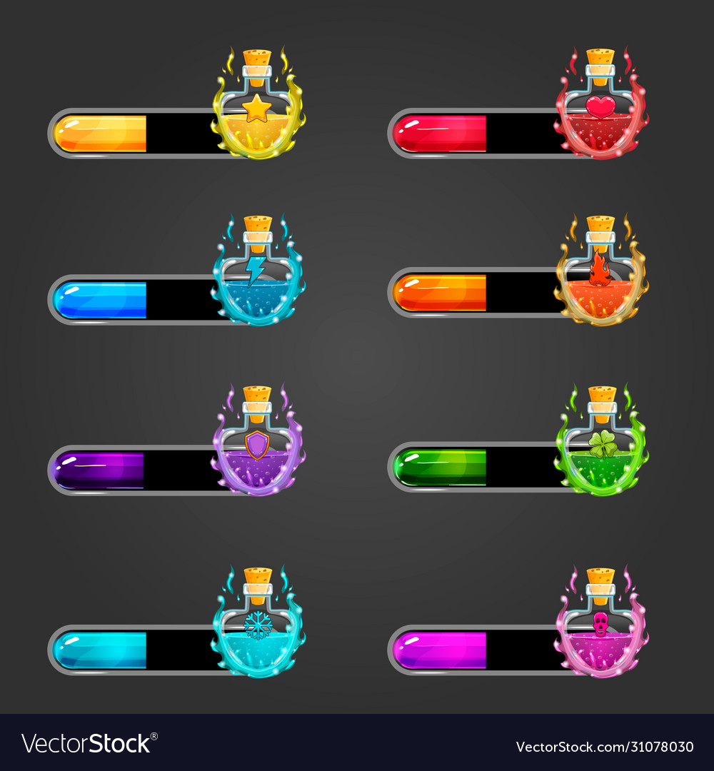 Big set bar downloader with elexir bottles vector image Big set bar downloader with elexir bottles