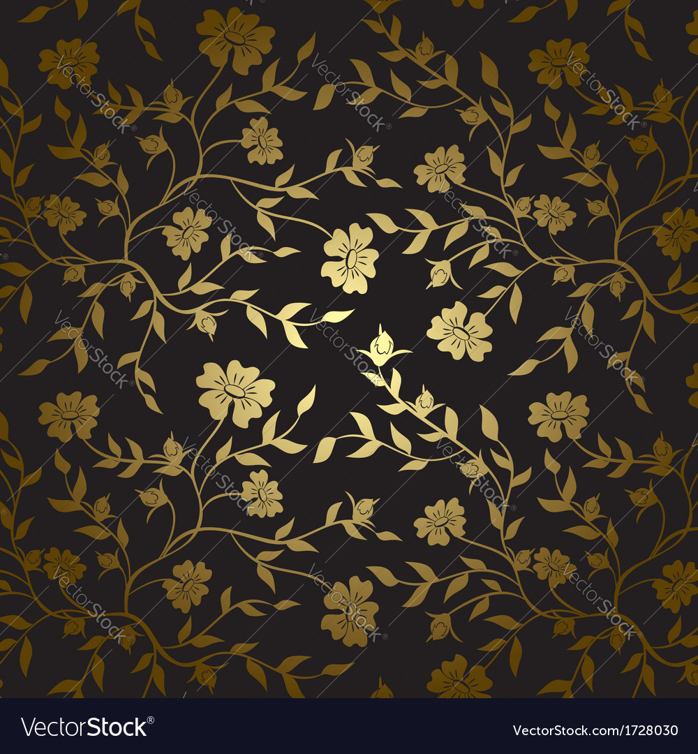 Black and gold floral texture for background Vector Image