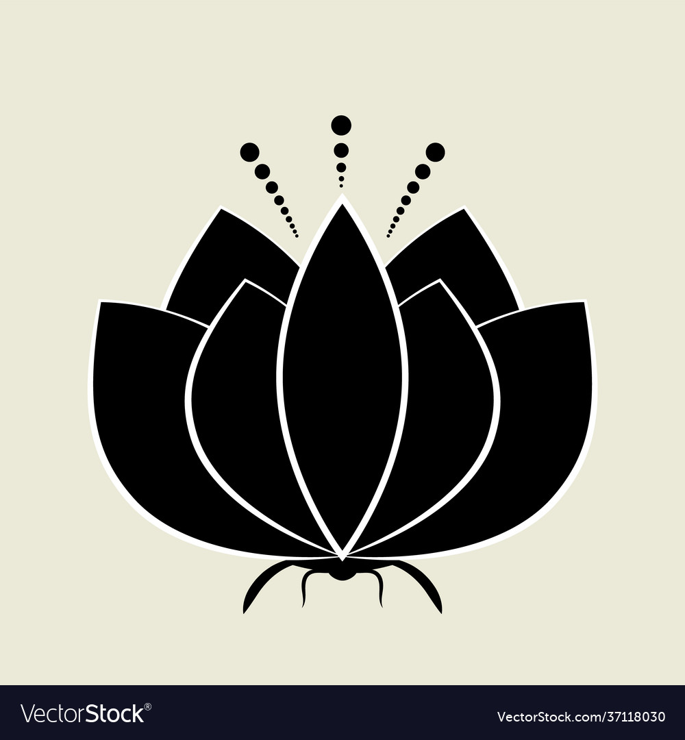 Black lotus silhouette with white contour