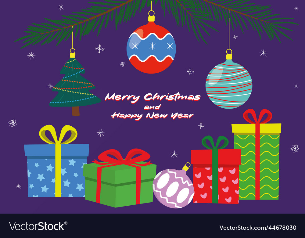 Cartoon merry christmas and happy new year banner Vector Image