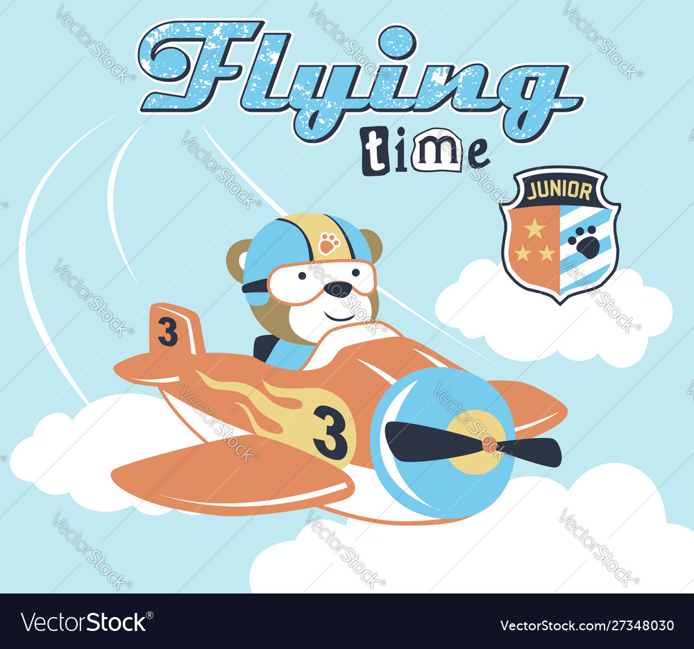 Cartoon plane with cute pilot