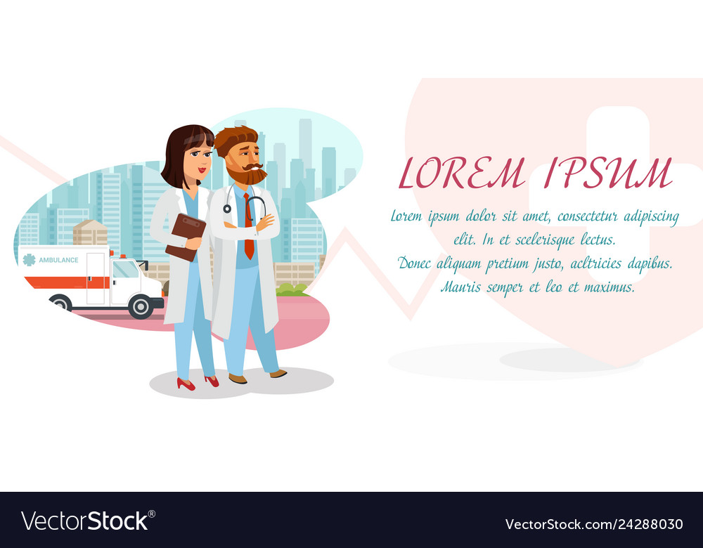 Confident Doctors At Hospital Banner Layout Vector Image