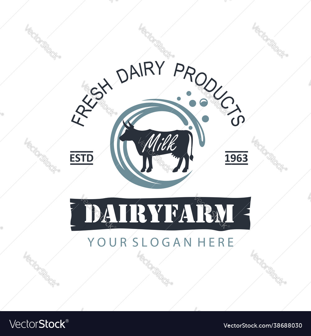 Dairy farm label Royalty Free Vector Image - VectorStock