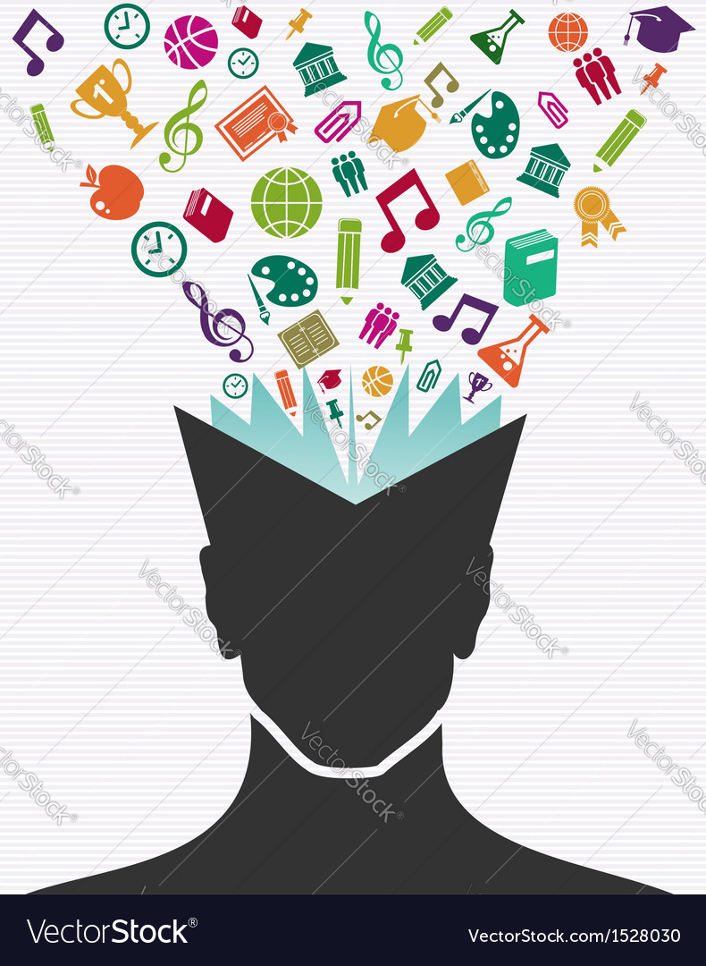 Education colorful icons human head book Vector Image