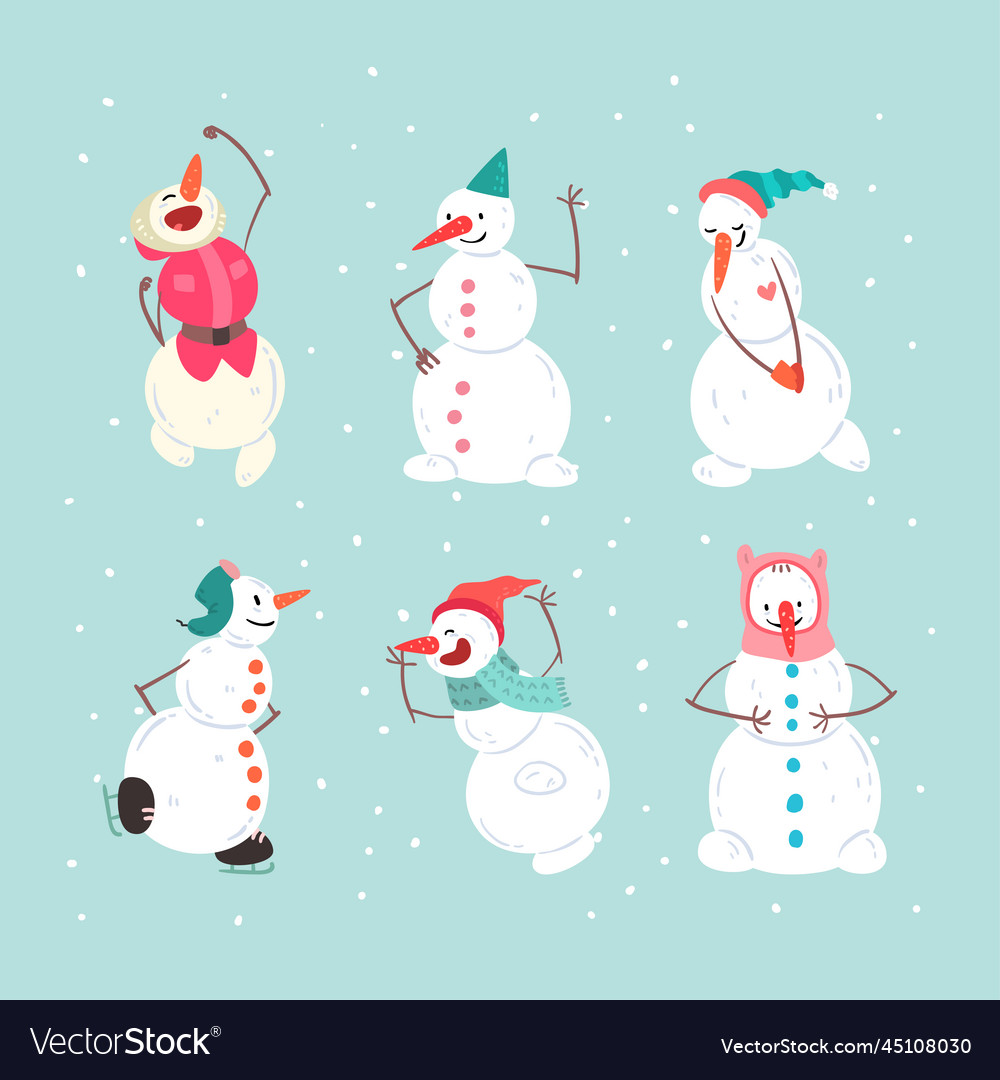 Funny snowman character with carrot nose engaged vector image Funny snowman character with carrot nose engaged