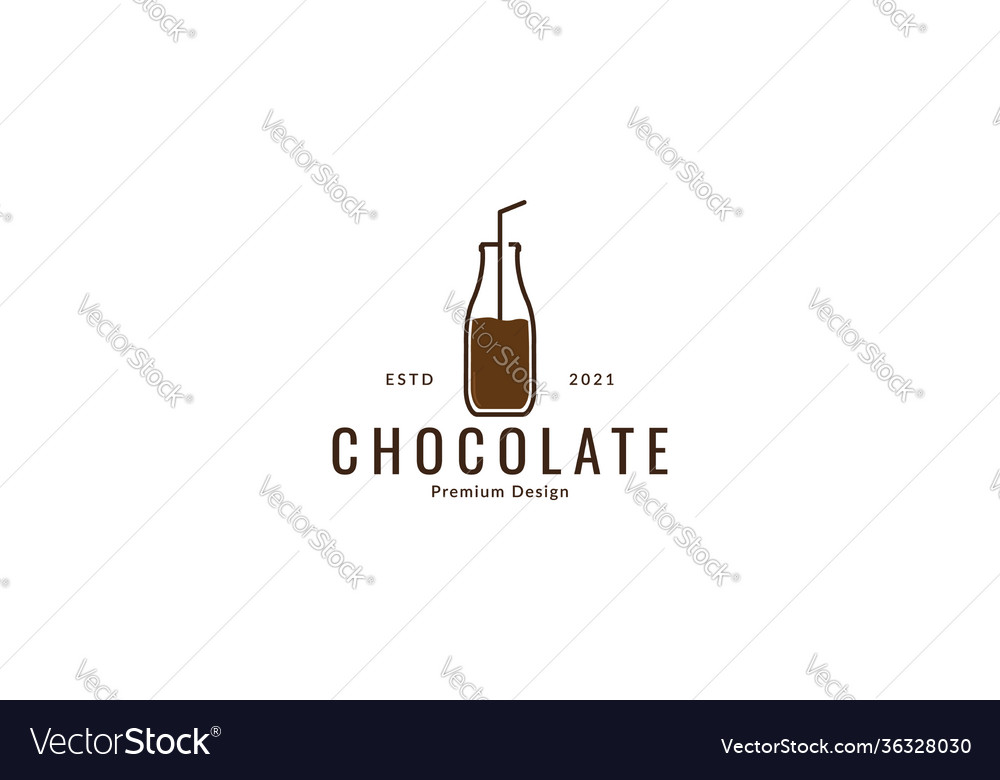 Glass bottles with chocolate drink logo design