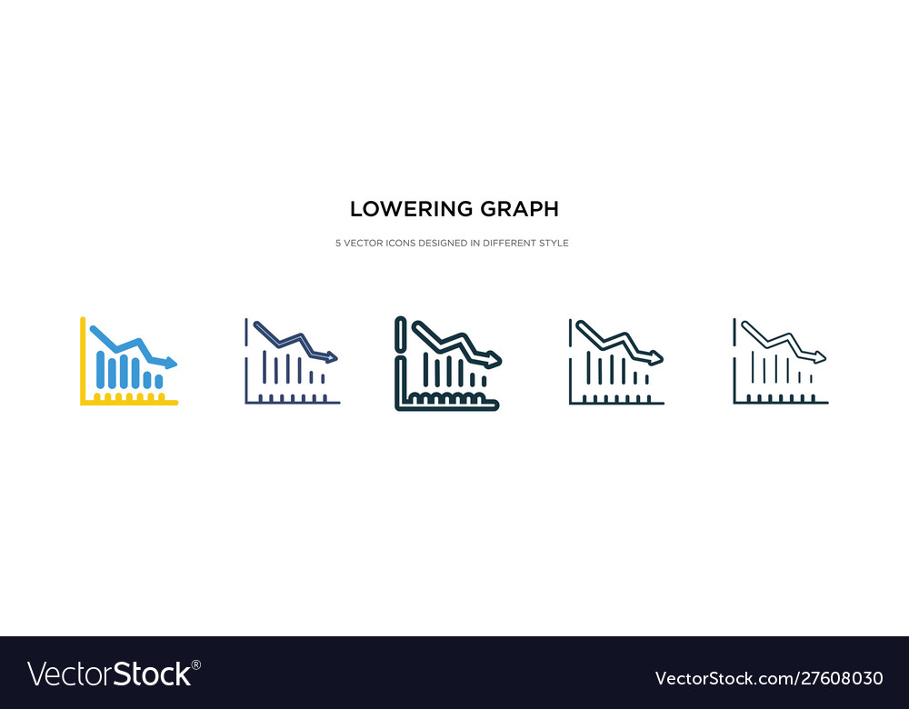 Lowering graph icon in different style two vector image Lowering graph icon in different style two