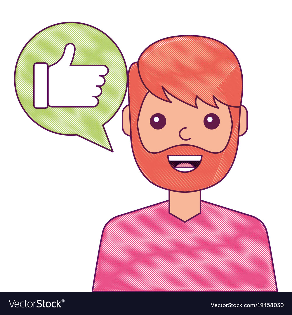 Man with hand like in speech bubble