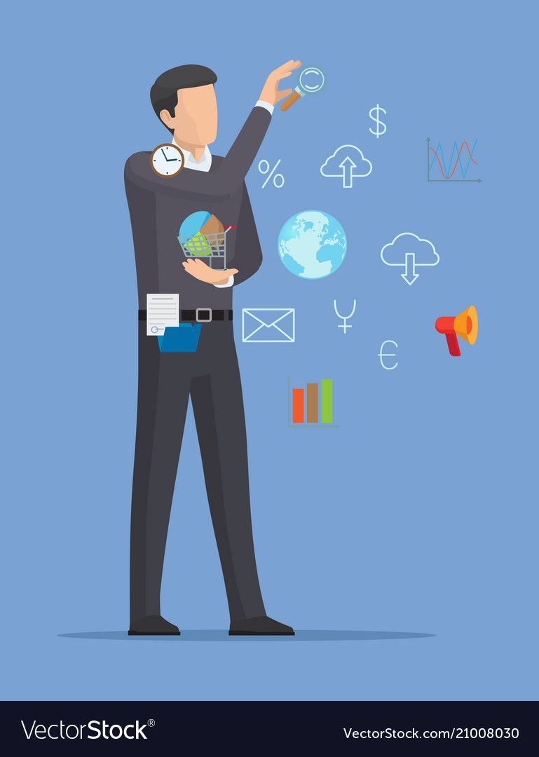 Man with icons collection