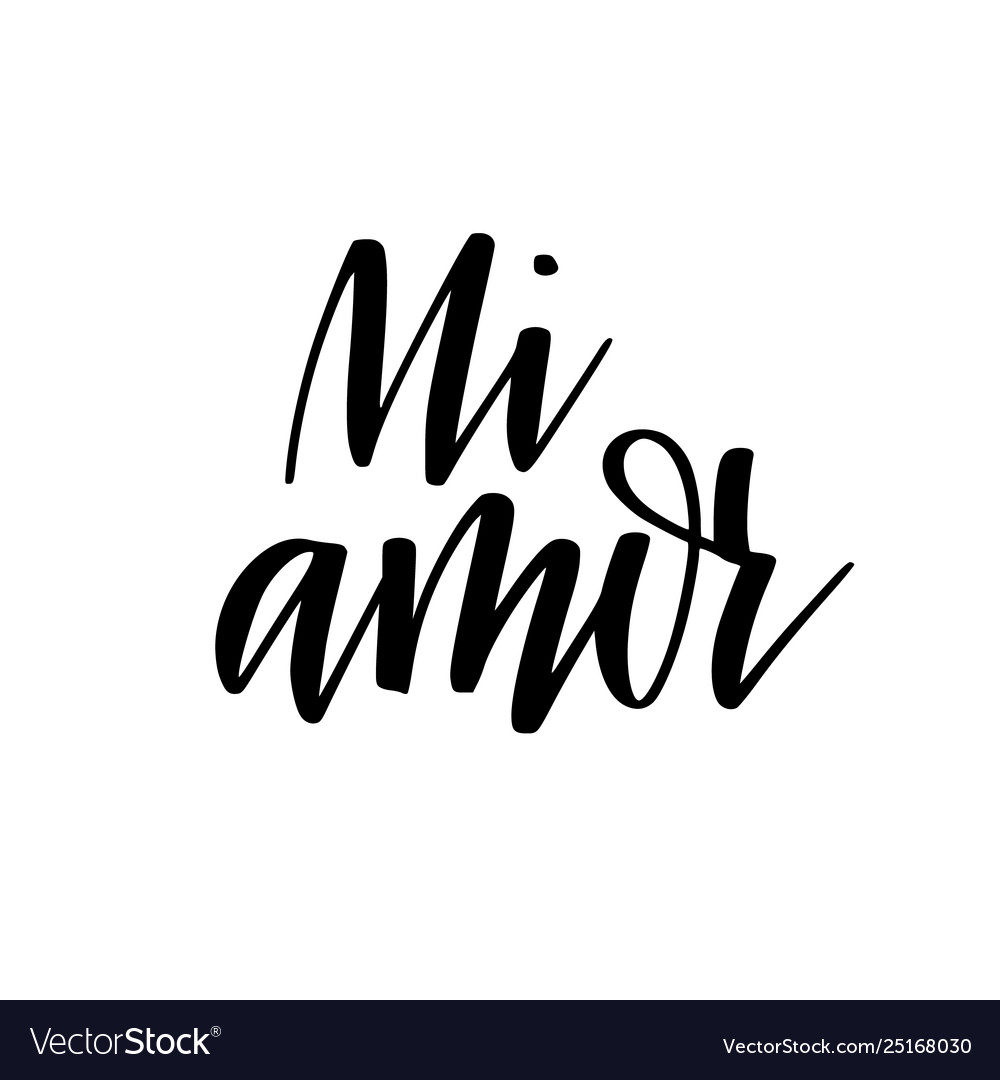 My love in spanish digital calligraphy Royalty Free Vector