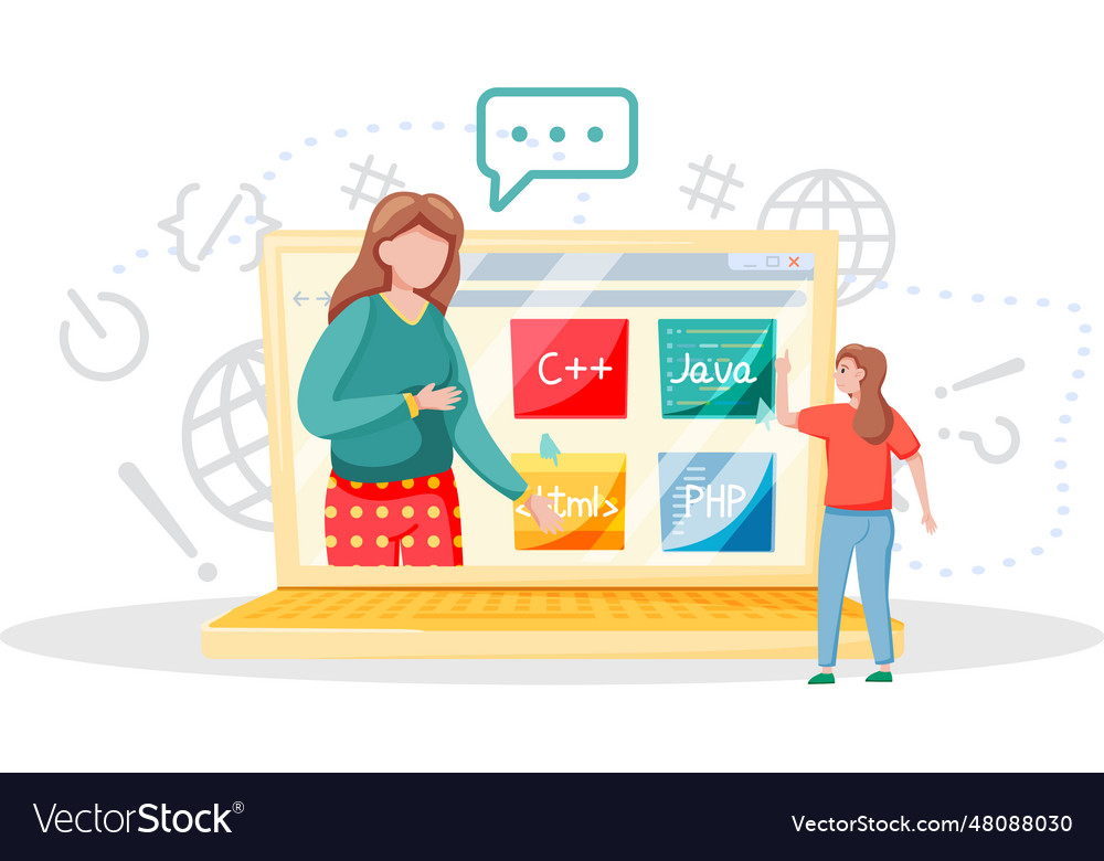 Programming courses online education coding vector image Programming courses online education coding