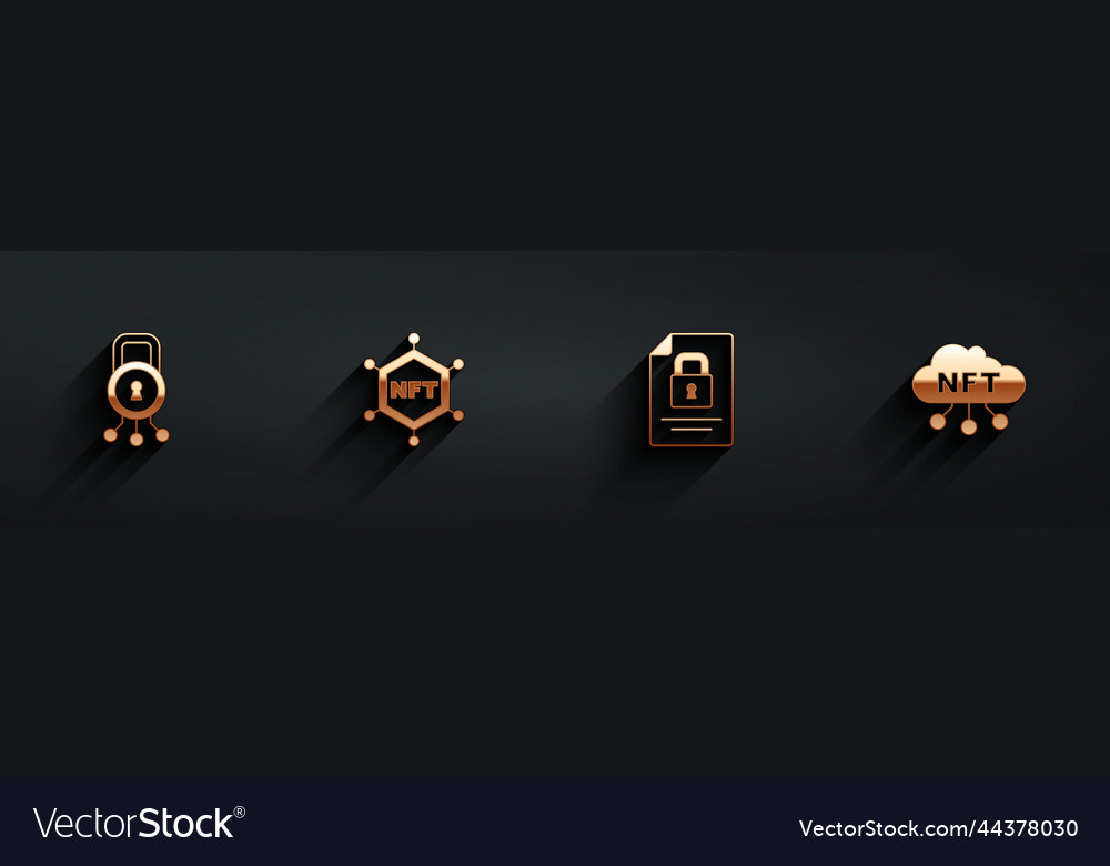 Set cyber security nft blockchain technology Vector Image Set cyber security nft blockchain technology