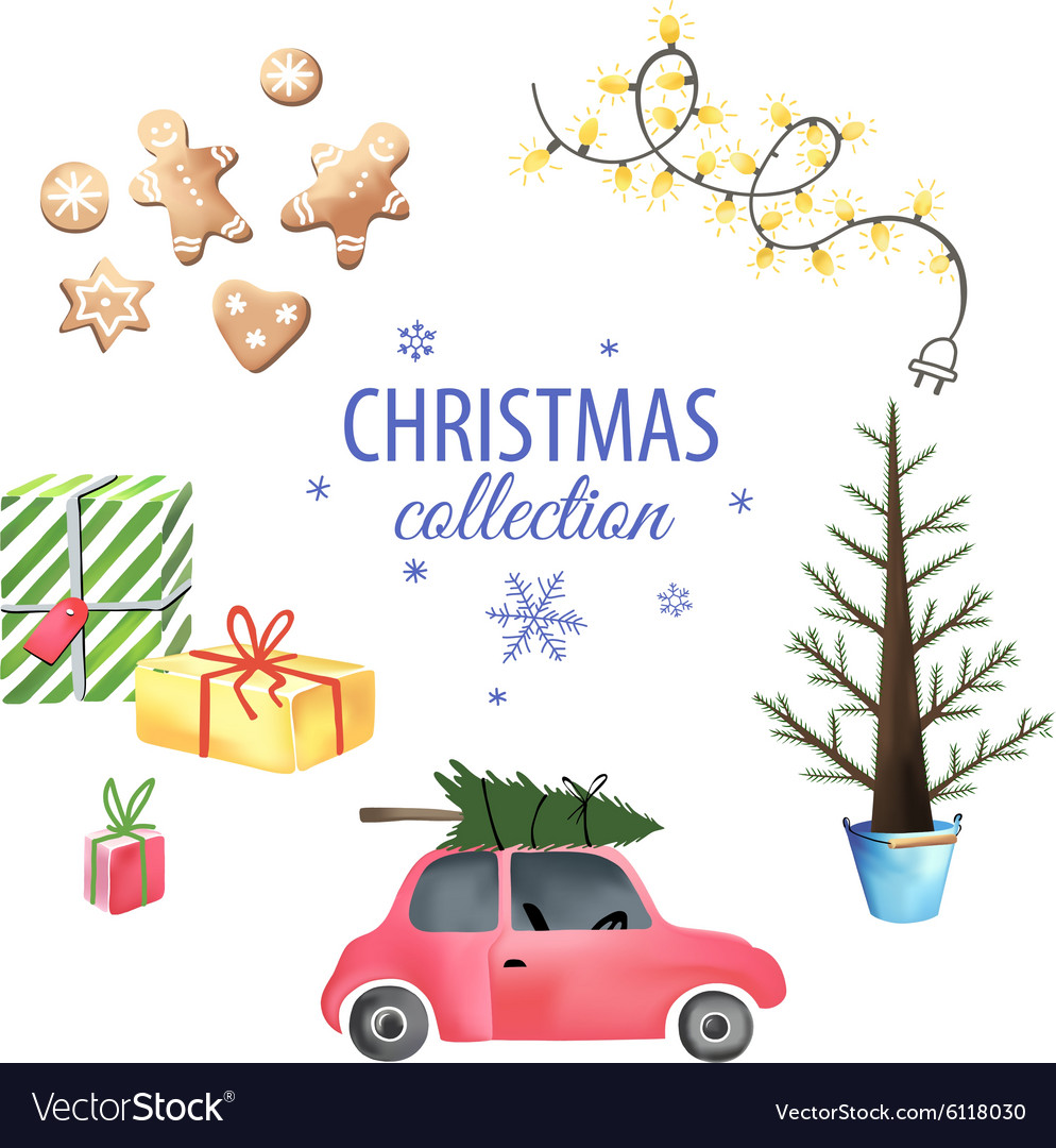 Set Of Christmas Graphic Elements Royalty Free Vector Image