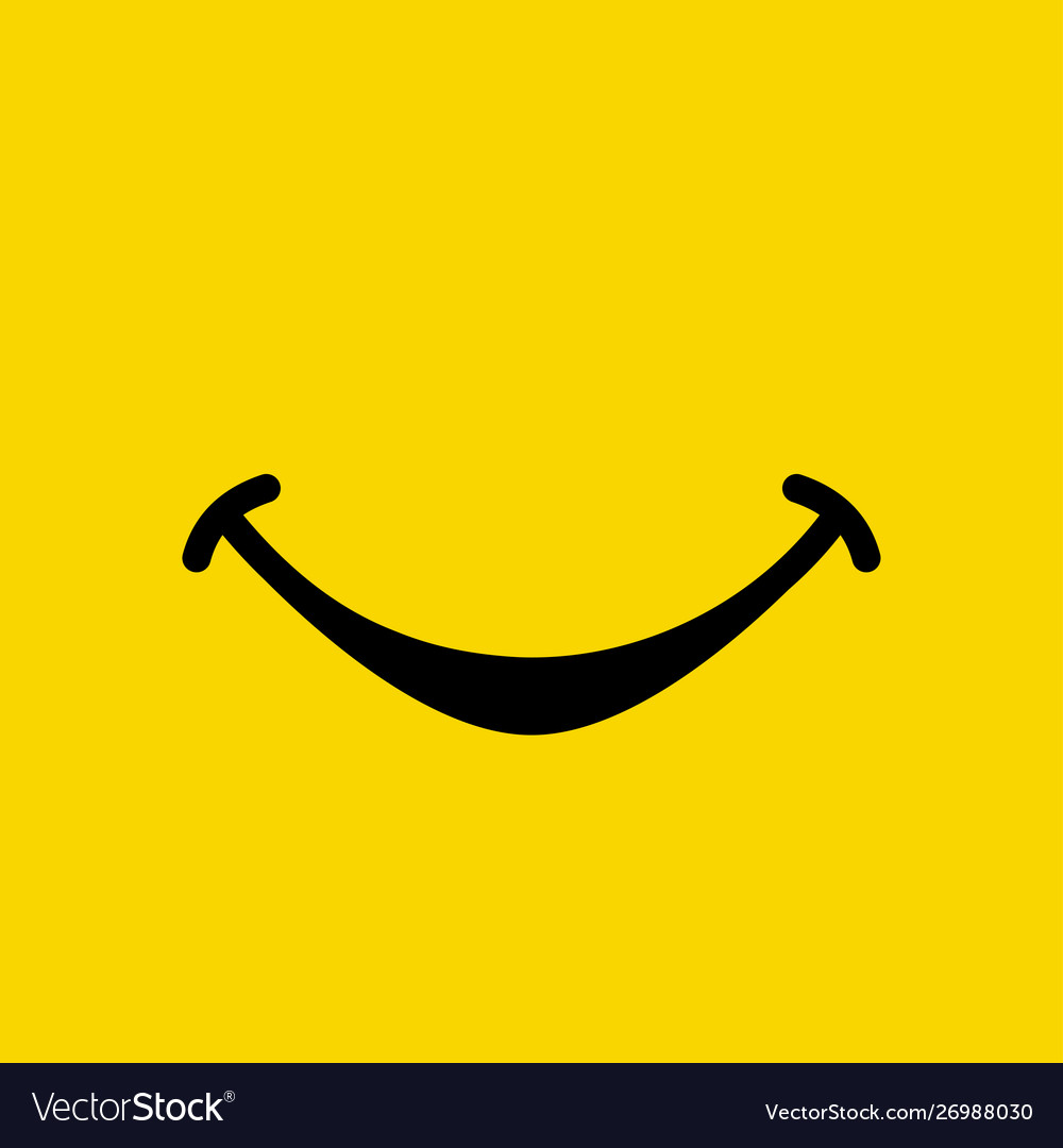 Smile Emoticon Show Mouth On Yellow Background Vector Image