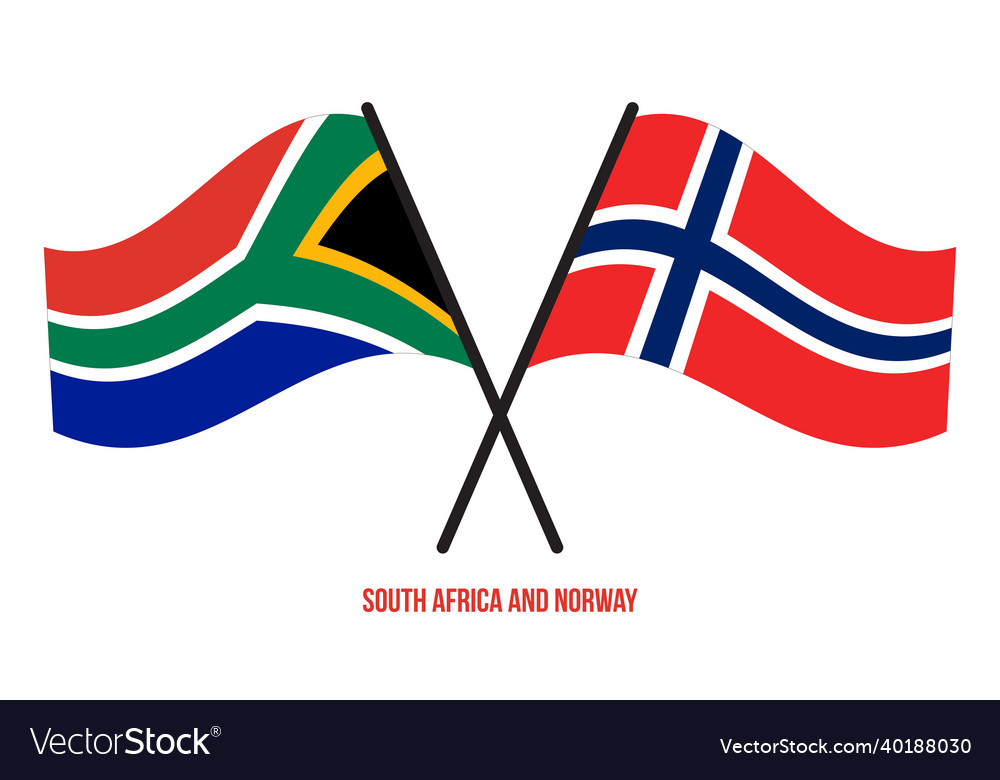 South africa and norway flags crossed waving