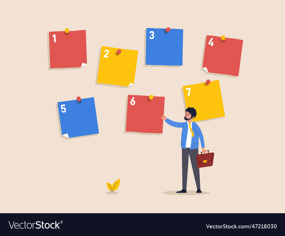 Task management concept arrange to do list which vector image Task management concept arrange to do list which