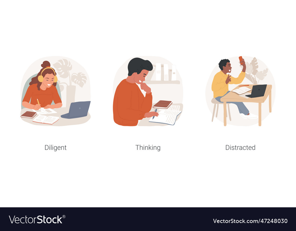 Teenager-Studie zu Hause isoliert Cartoon vector image Teenager-Studie zu Hause isoliert Cartoon