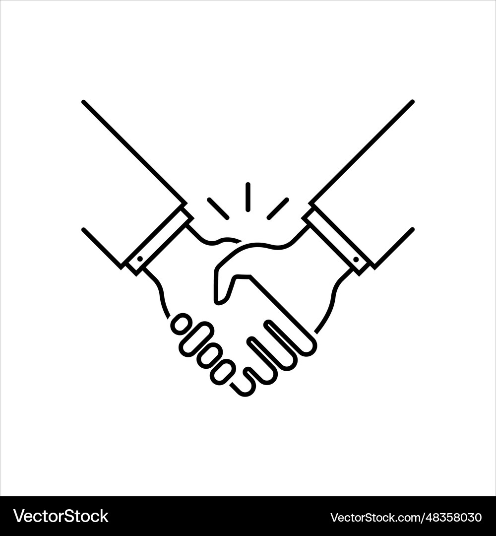 Thin line handshake like partnership icon simple Vector Image