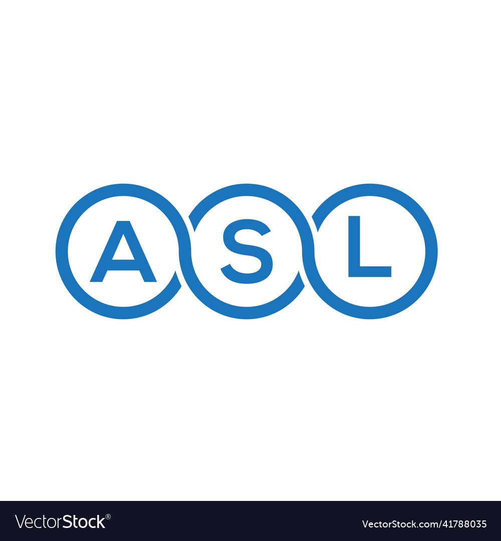 Asl letter logo design on white background