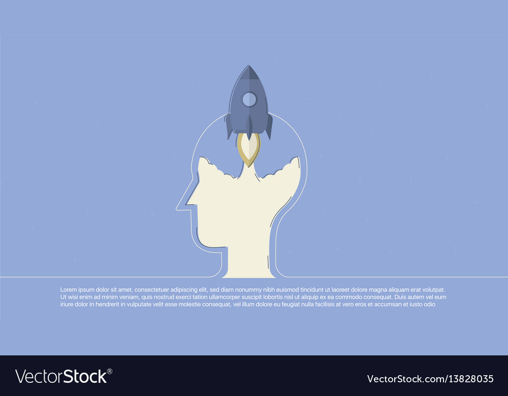 Background with rocket inscribed in line head
